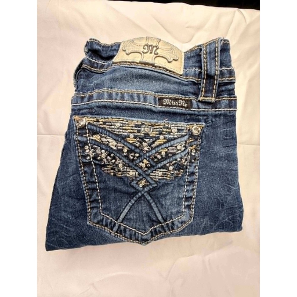 Miss Me Skinny Jeans Womens 30x26 Medium Wash Embellished Sequins Stretch Denim